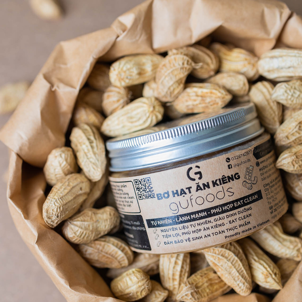 Bơ hạt ăn kiêng GUfoods (bơ đậu phộng / bơ ca cao / bơ hạt điều / bơ hạnh nhân) - Tự nhiên, Lành mạnh, Eat clean