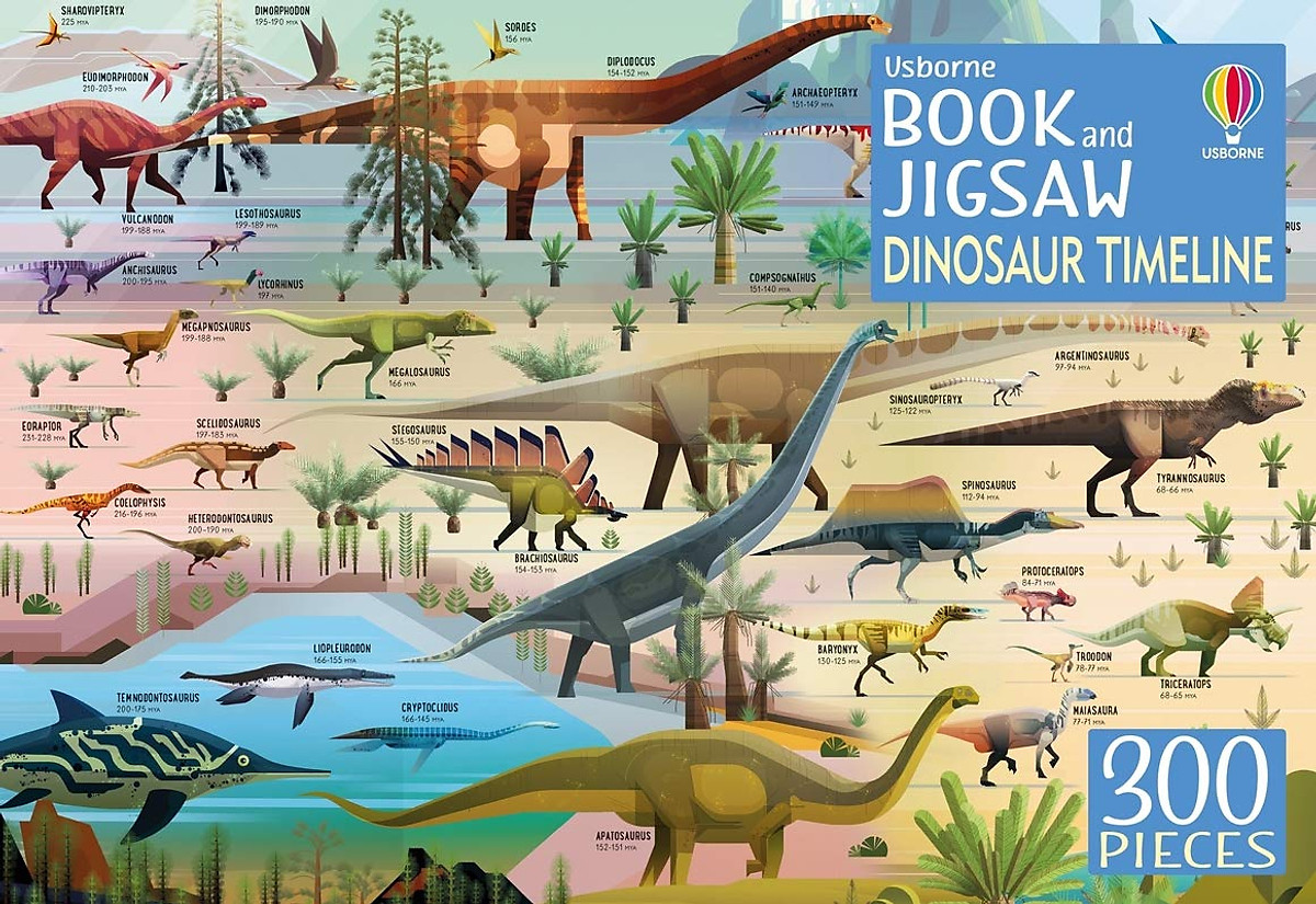Sách thiếu nhi tiếnh Anh: Dinosaur Timeline Book And Jigsaw