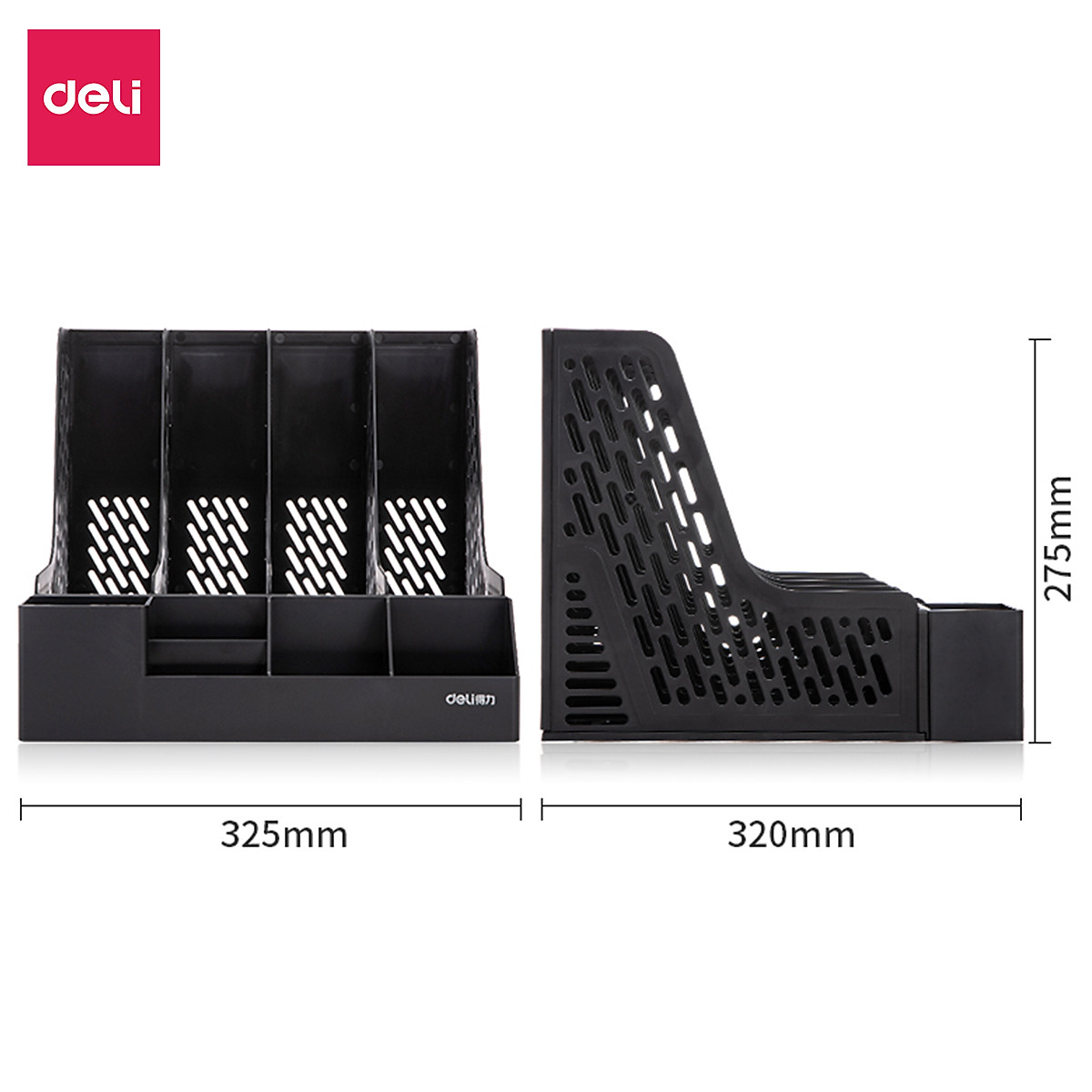 Set giá tài liệu 4 ngăn kèm hộp bút Deli - Xanh Dương/ Xám/ Đen - 78981