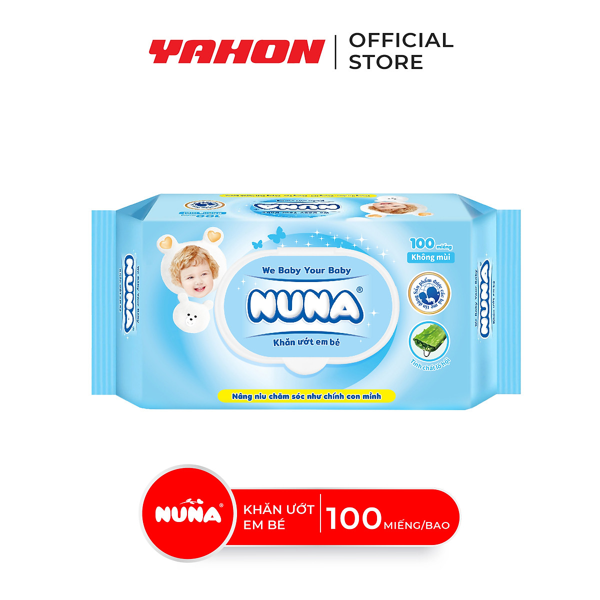 Combo Khăn Ướt Em Bé NUNA Không Mùi 100 Miếng/Bao