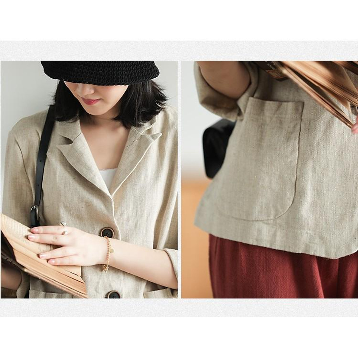 Set áo vest quần short trẻ trungLinen cao cấp  OMEELY FASHION
