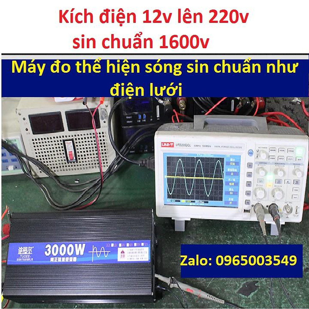 INVERTER ĐỔI ĐIỆN 12V - 220V SINE CHUẨN - Đổi nguồn DC 12V lên 220V công suất 3000W sin chuẩn.