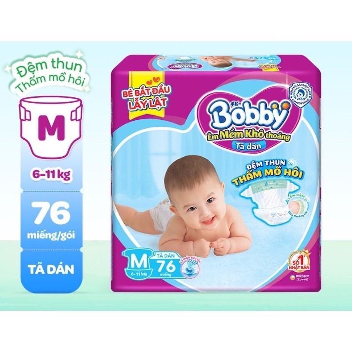 HCM - TÃ DÁN BOBBY MẪU MỚI SIZE M76/ M76 tặng