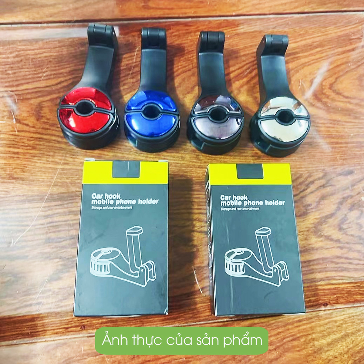 Móc treo đồ trên xe ô tô kiêm giá đỡ điện thoại gắn lưng ghế xe hơi - phụ kiện ô tô Tâm Luân