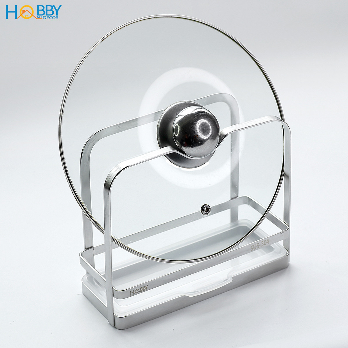 Kệ để nắp vung nồi thớt cho ráo nước inox 304 Hobby home decor TT06