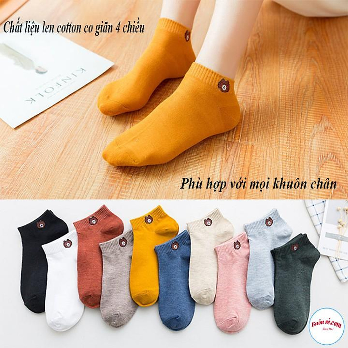 Set 10 Tất Gấu Brown Nữ Cổ Ngắn Free Size 00925