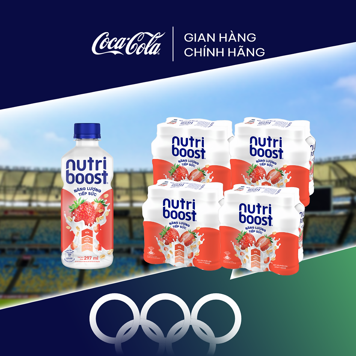 Lốc 24 Chai Thực phẩm bổ sung Nước uống sữa trái cây Nutriboost Energyze Blend 297ml/Chai Coca-Cola Official Store