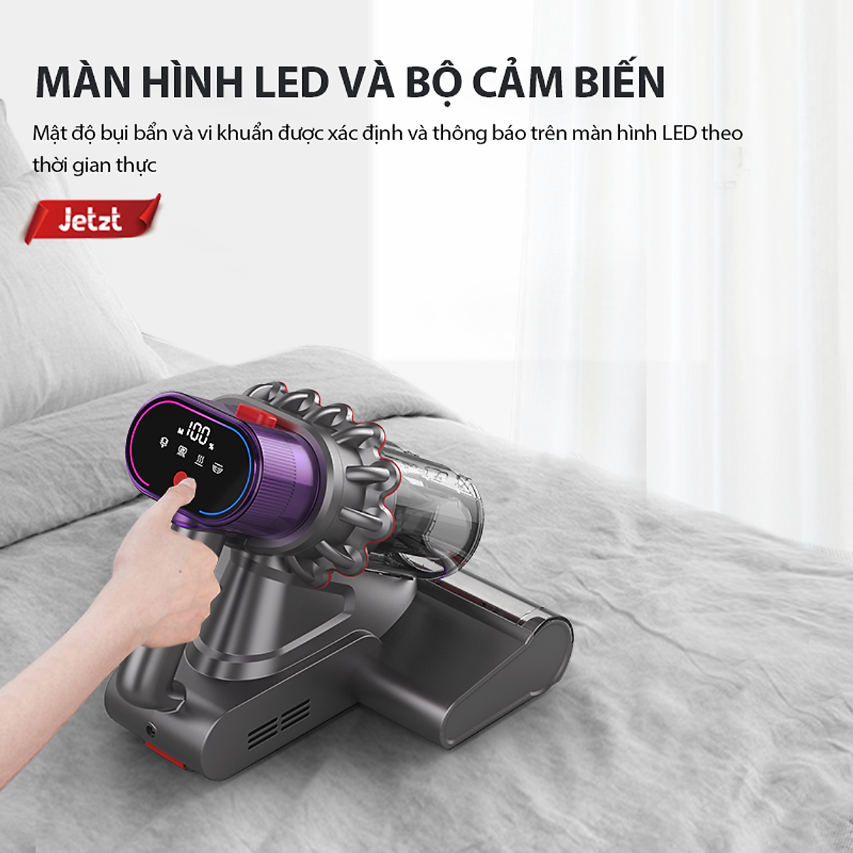 Máy hút bụi giường nệm diệt khuẩn thông minh thế hệ mới JETZT J23, lực hút 20.000 PA, hàng chính hãng
