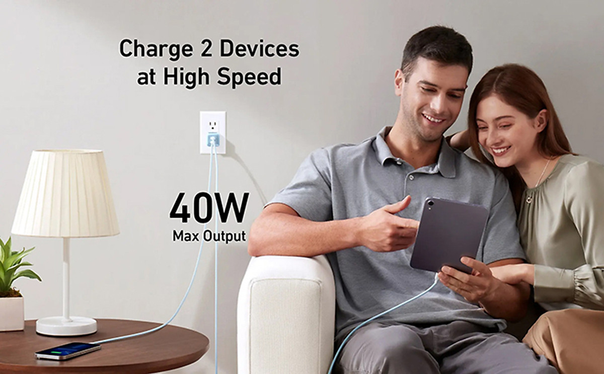 Adapter Sạc 2 Cổng ANKER 521 Nano Pro 40W Type-C Tích Hợp PIQ 3.0 A2038 - Hàng Chính Hãng