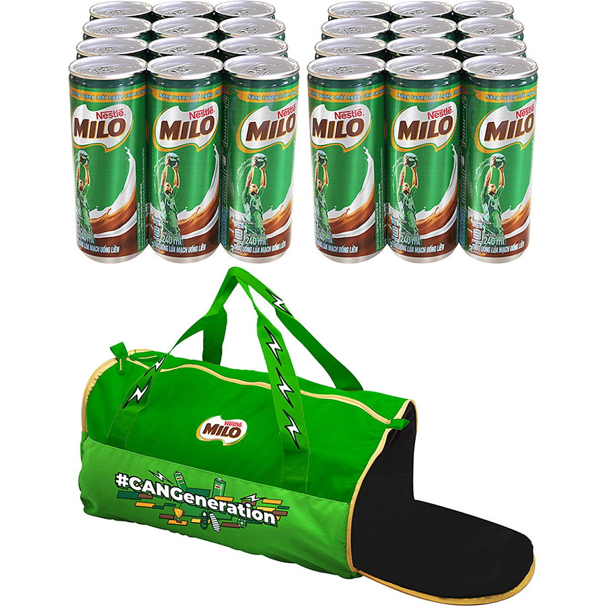 Thùng 4 Lốc MILO 6 lon 240ml tặng Túi Du Lịch MILO Siêu Cool | Tiki