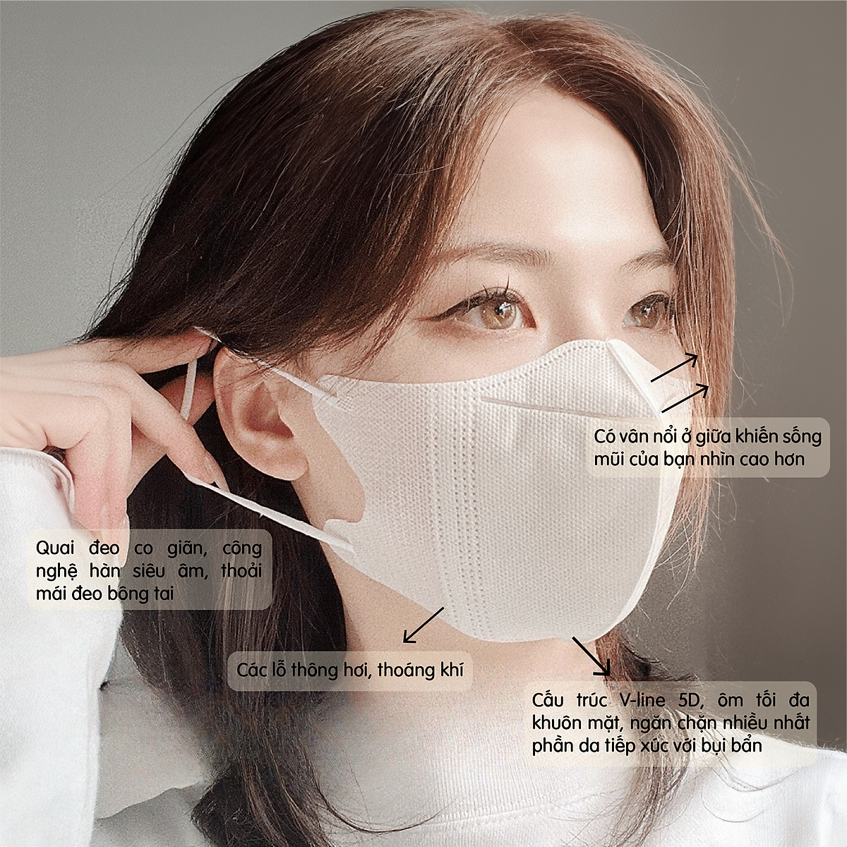 Khẩu trang 5D quai thun nhiều màu hộp 10 cái