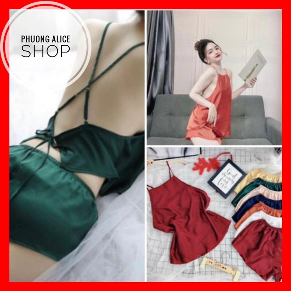 Đồ ngủ sexy gợi cảm, đồ ngủ mùa hè, sét yếm nữ dây chéo chất satin cao cấp mềm min mát có tăng đơ