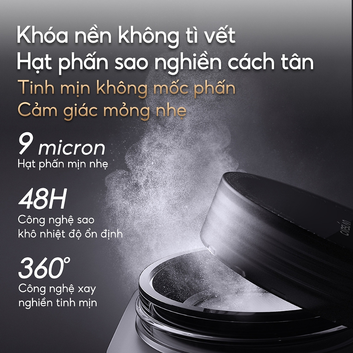 Phấn phủ CARSLAN dạng bột từ tính kiềm dầu màu đen chống nước chống mồ hôi che phủ bóng dầu cho mặt 8g