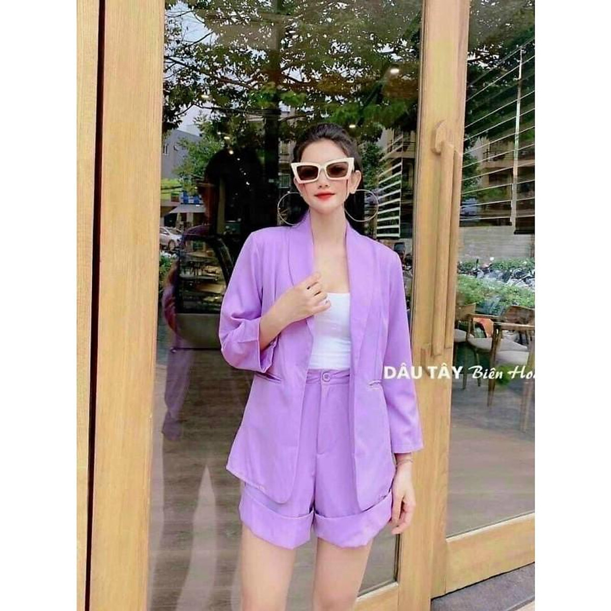 Áo khoác vest blazer nữ màu tím QUYNH DESIGN  Lazadavn