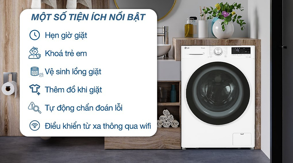 Máy giặt LG AI DD Inverter 10 kg FV1410S4W1 - Hàng Chính Hãng