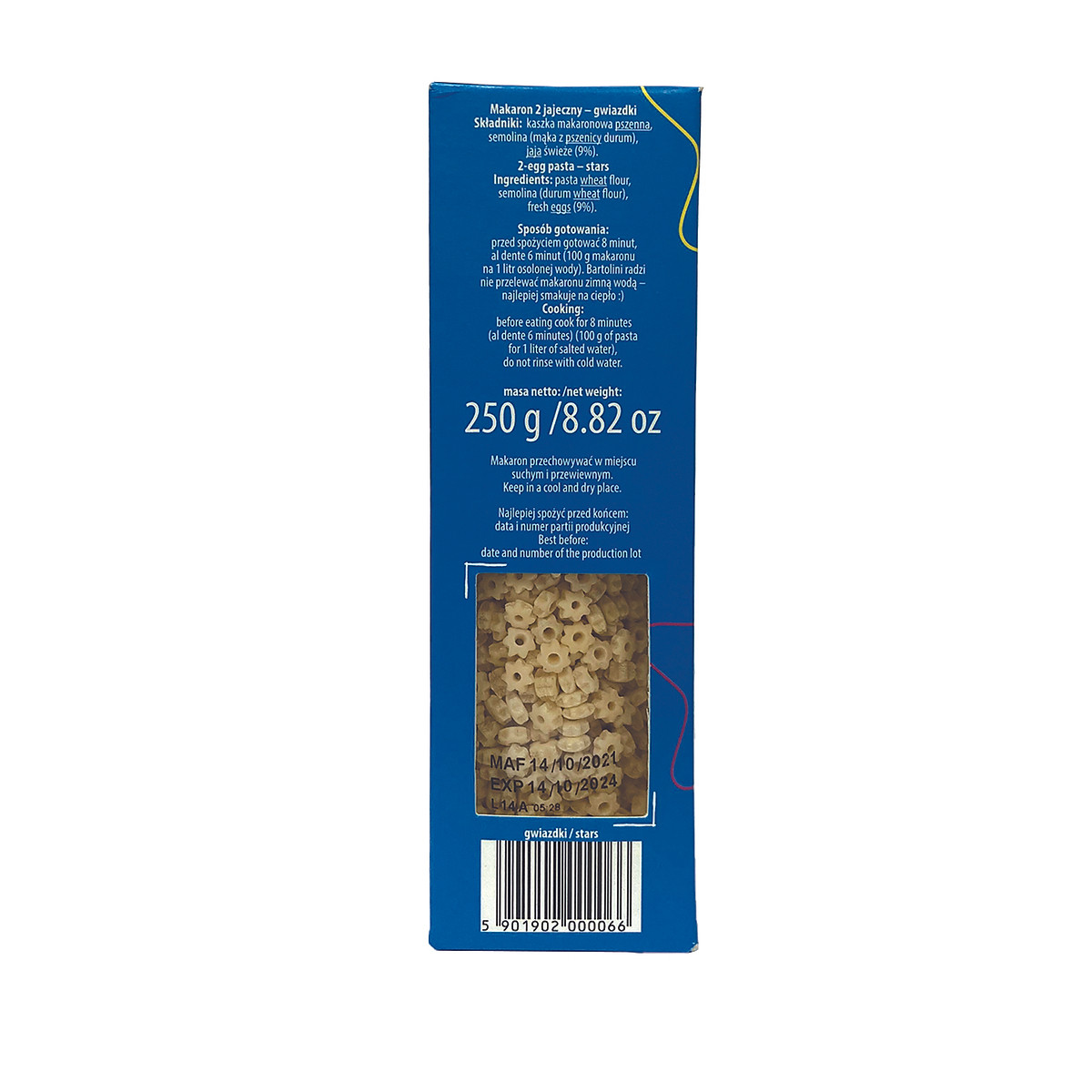 Mì nui cho bé hình ngôi sao Bartolini 250g