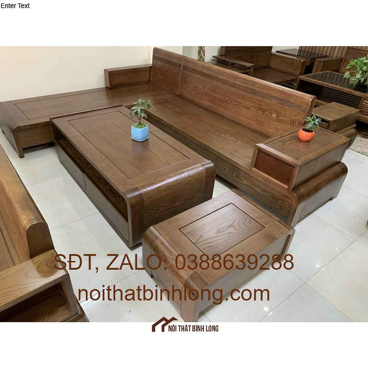 Mua Bộ Bàn Ghế Sofa Gỗ Phòng Khách Chân Cong Dáng Chữ L | Tiki