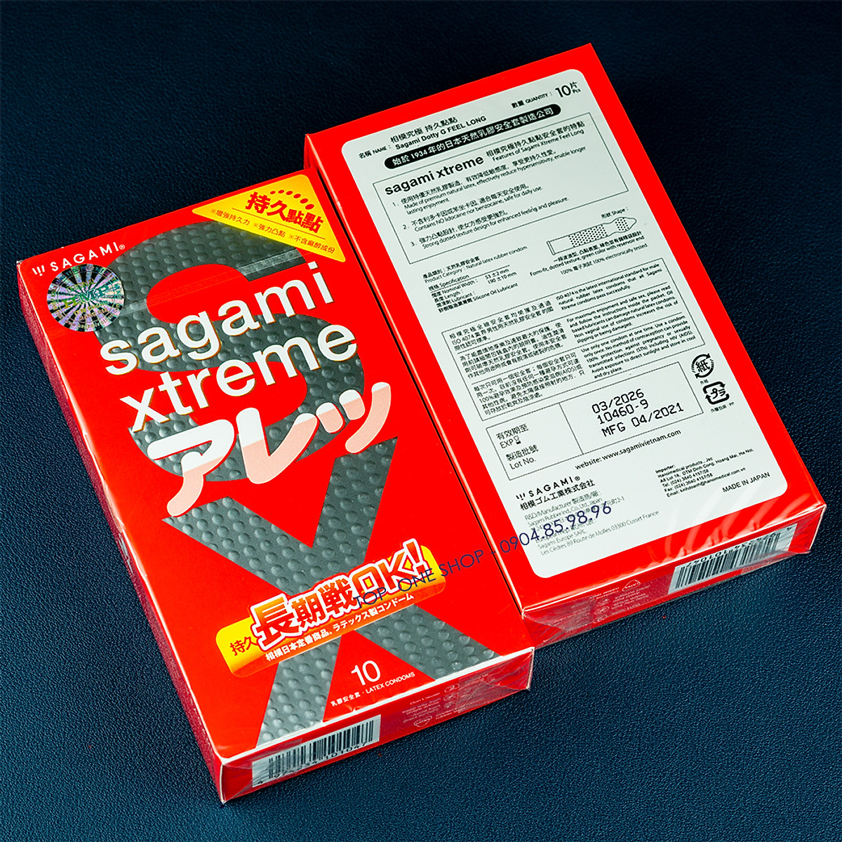 Bao Cao Su Gai Kéo Dài Thời Gian Của Nhật Bản Sagami Xtreme Feel Long (Hộp 10 Chiếc) Không Mùi Cao Su - Tặng 1 Chiếc BCS Power Men - Che Tên Sản Phẩm