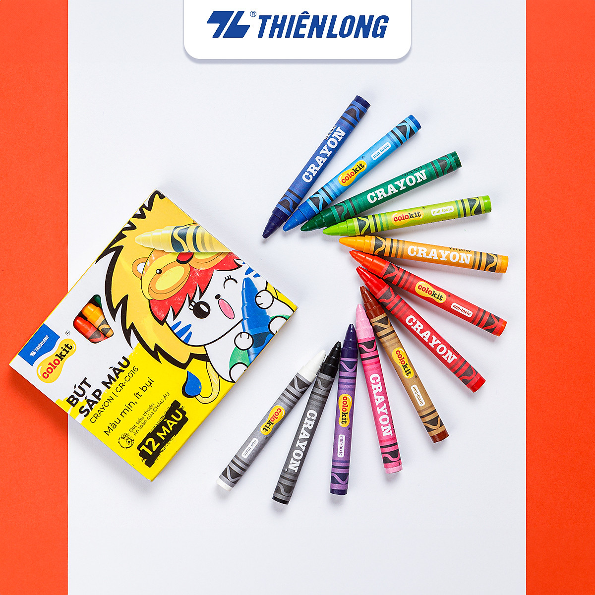 Bút sáp màu Thiên Long Colokit 10/12 màu tươi sáng tiêu chuẩn Châu Âu an toàn cho trẻ em tô màu, vẽ tranh CR-C015/CR-C016