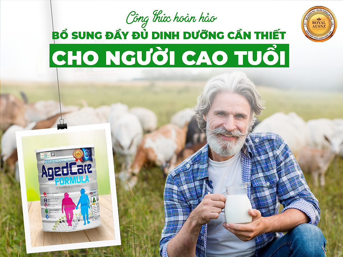 Sữa Bột Hoàng Gia Úc Royal Ausnz Agedcare Fomula Bổ Sung Dinh Dưỡng Cho Người Trên 40 Tuổi 900G