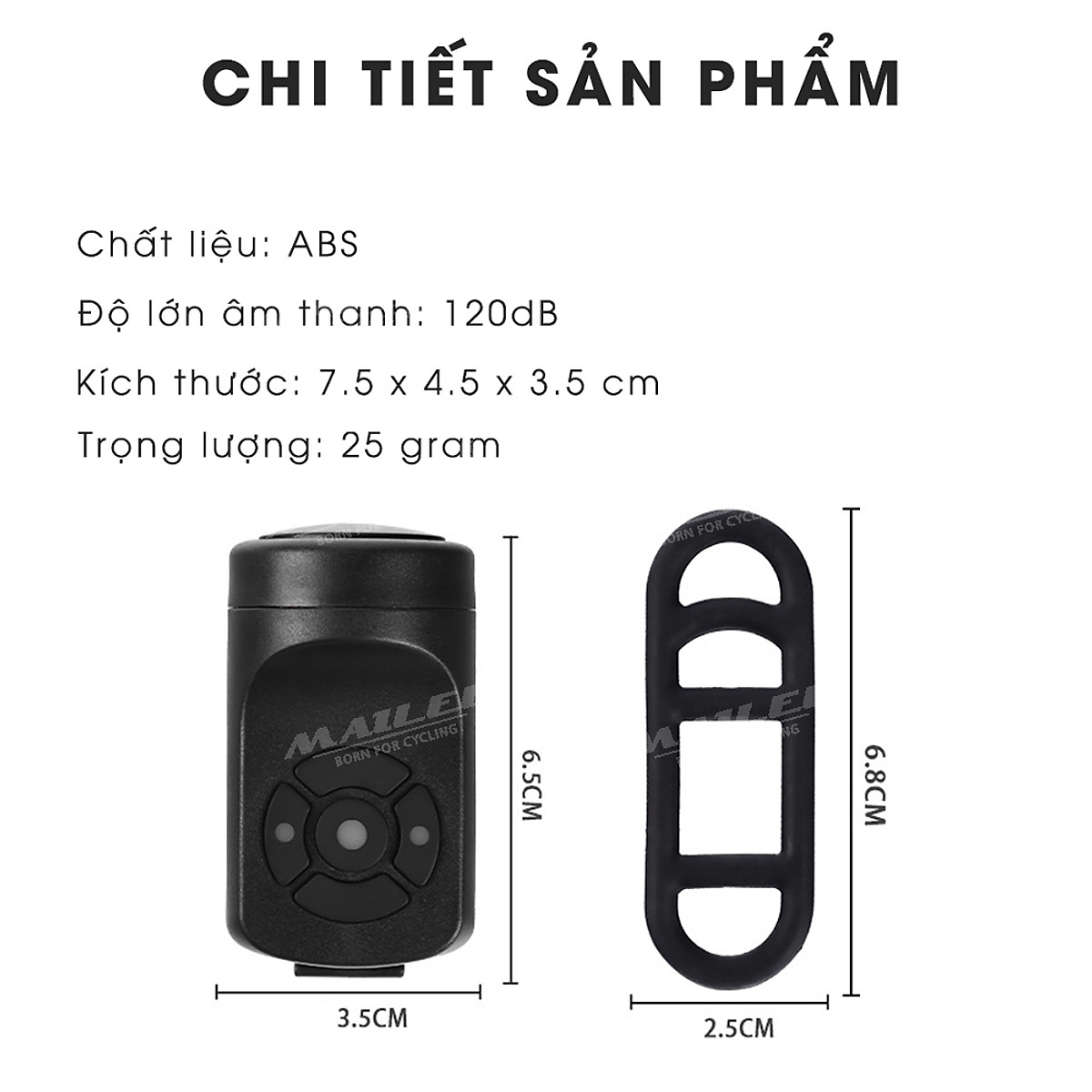 Còi Chuông Xe đạp EH-03 120dB sạc USB có chế độ chống trộm, 4 âm thanh điều chỉnh dung lượng 200mAh pin chờ 180 ngày - Mai Lee