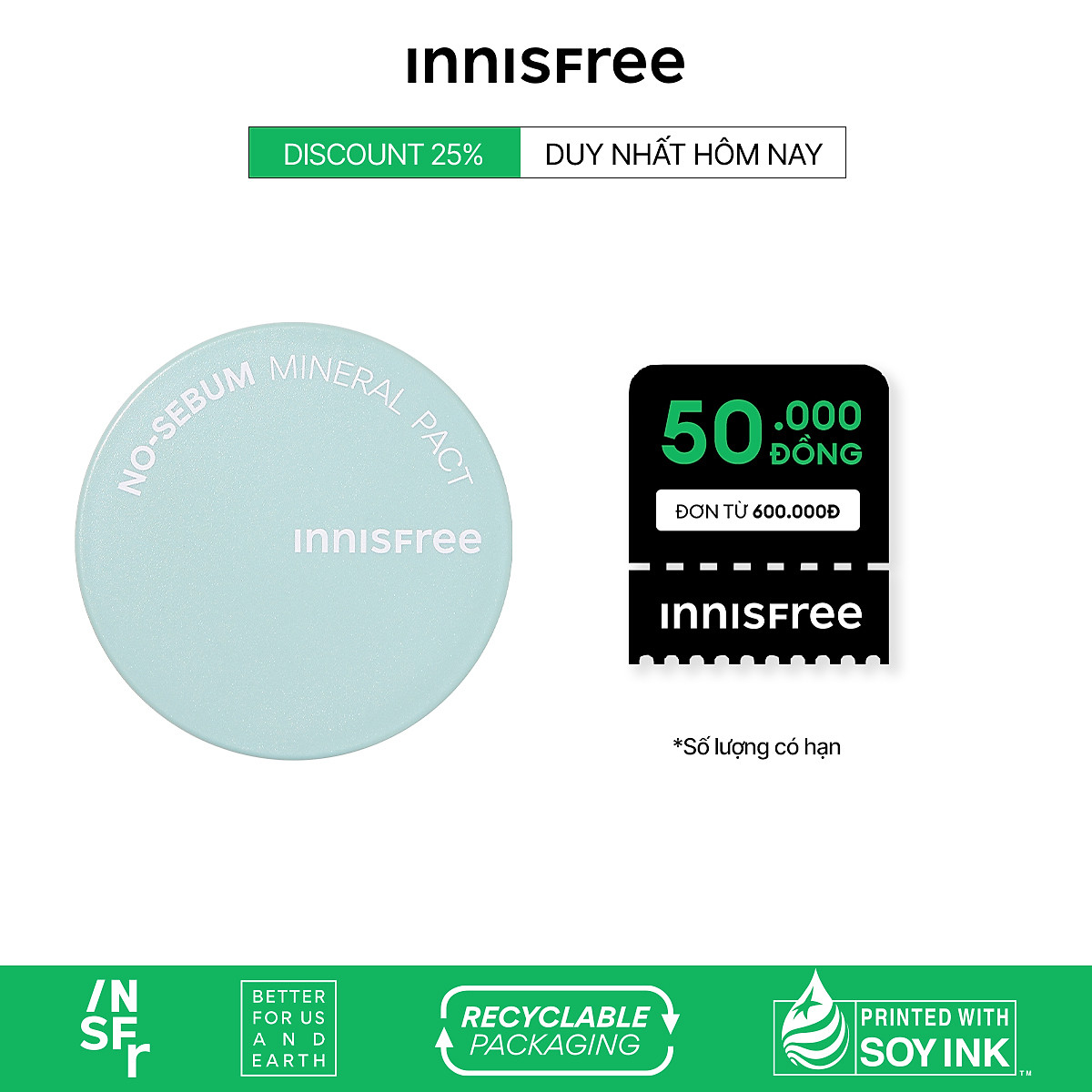 Phấn phủ kiềm dầu dạng bột innisfree No Sebum Mineral Powder 5g