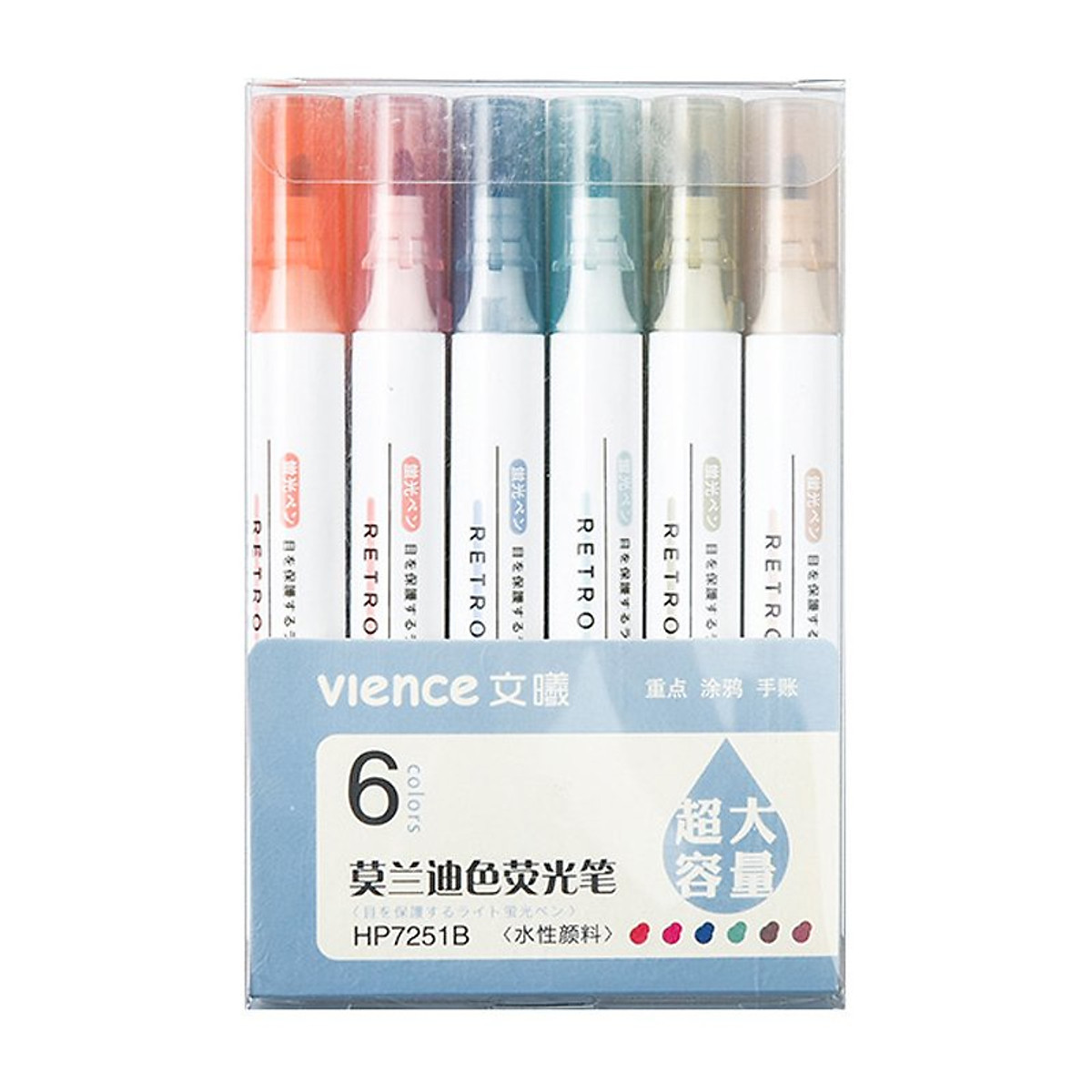 -Bút đánh dấu highlight dạ quang 6 màu học ngoại ngữ siêu đỉnh (Tặng ngẫu nhiên 1 chiếc) -DRS