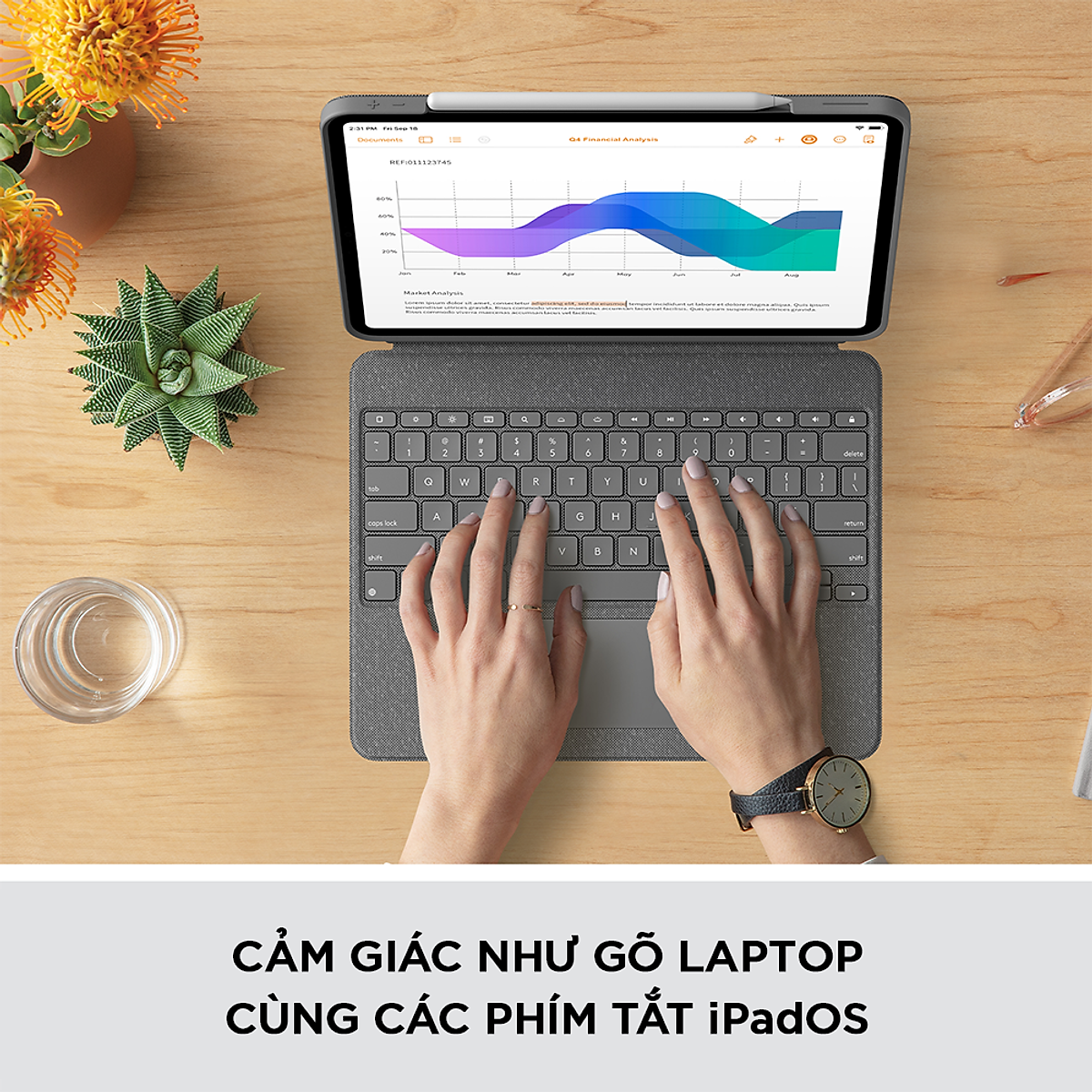 Bao da kèm bàn phím Logitech Combo Touch dành cho iPad Pro 12.9 inch (gen 5) - Bàn phím Backlit có thể tháo rời, Trackpad siêu nhạy - Hàng chính hãng