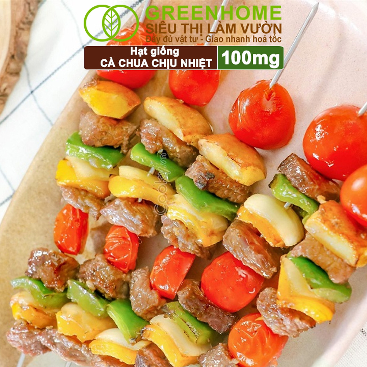 Hạt Giống Cà Chua Greenhome, Gói 0.1gr, Chịu Nhiệt, Trồng Chậu, Ra Nhiều Quả, Cây Sinh Trưởng Nhanh T15