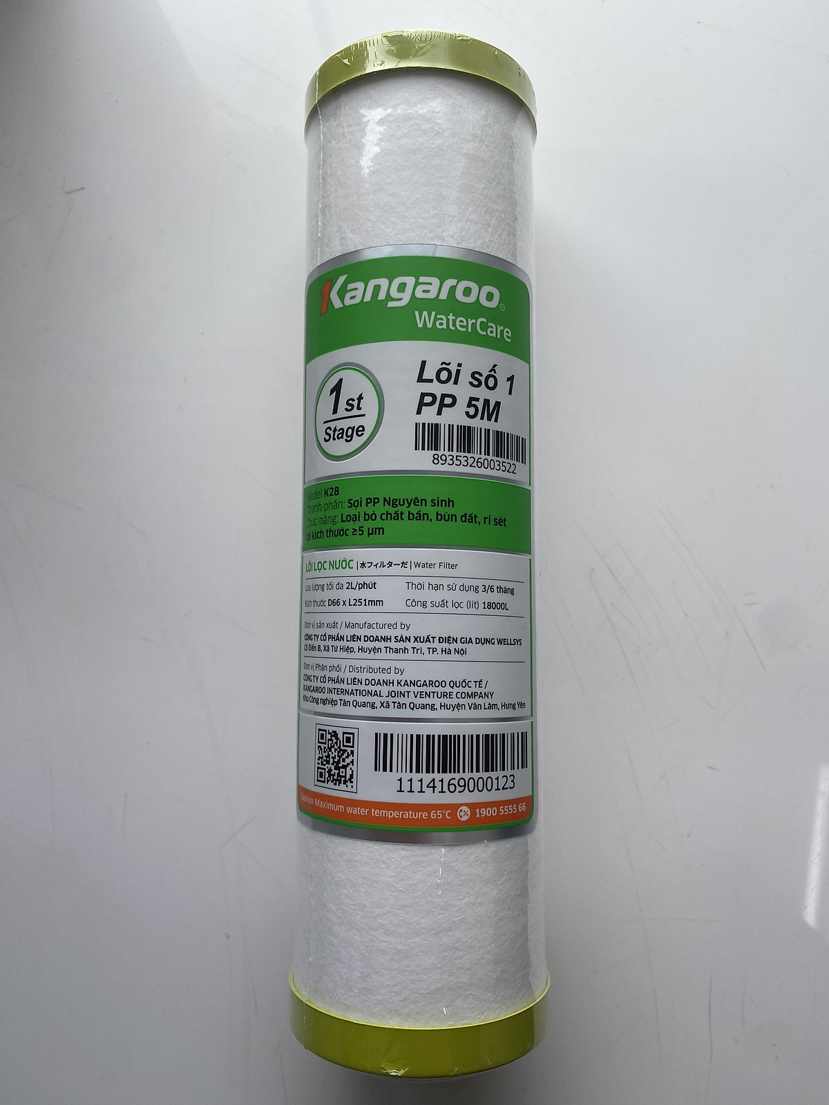 Lõi Số 1 - 10'' PP - 5 micro Kangaroo K28 - Hàng chính hãng