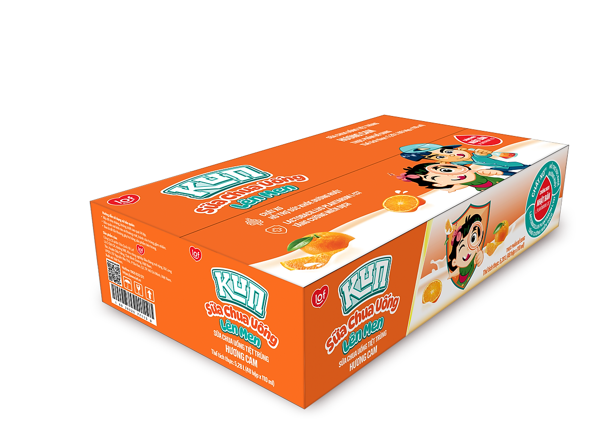 Thùng 48 Hộp Sữa Chua Uống Hương Cam KUN 110ml/hộp