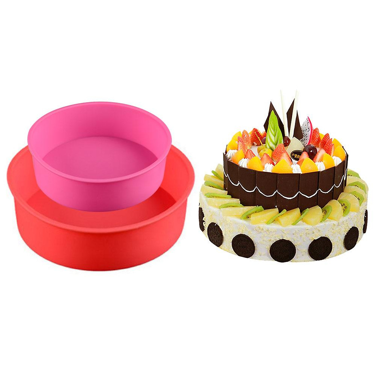 1pc 8 Inch Cake Mold, Simple Red Spiral Design Silicone Cake Pan For Baking,  Kitchen | SHEIN