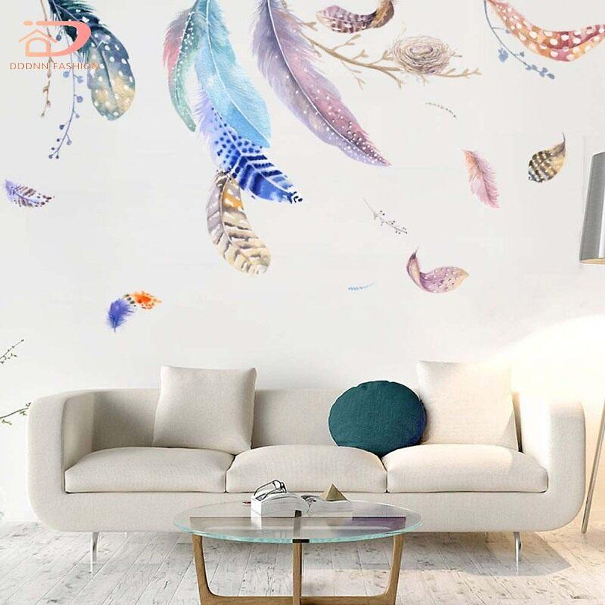 Mua 4pcs Feather Wall Stickers Waterproof Wallpaper For Home Living Room Sofa Tv Background Wall Decoration tại Blue Holiday Mua 4pcs Feather Wall Stickers Waterproof Wallpaper For Home Living Room Sofa Tv Background Wall Decoration tại Blue Holiday