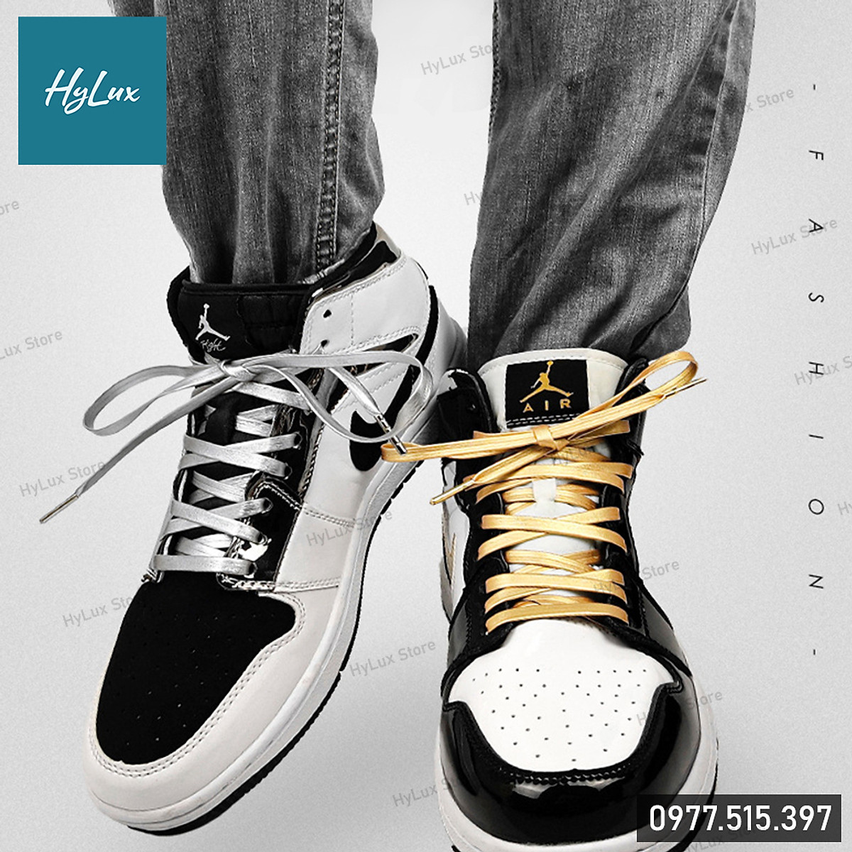 Dây giày Gold (Vàng), Silver (Bạc) cho Air Force 1, Jordan 1 cao cấp