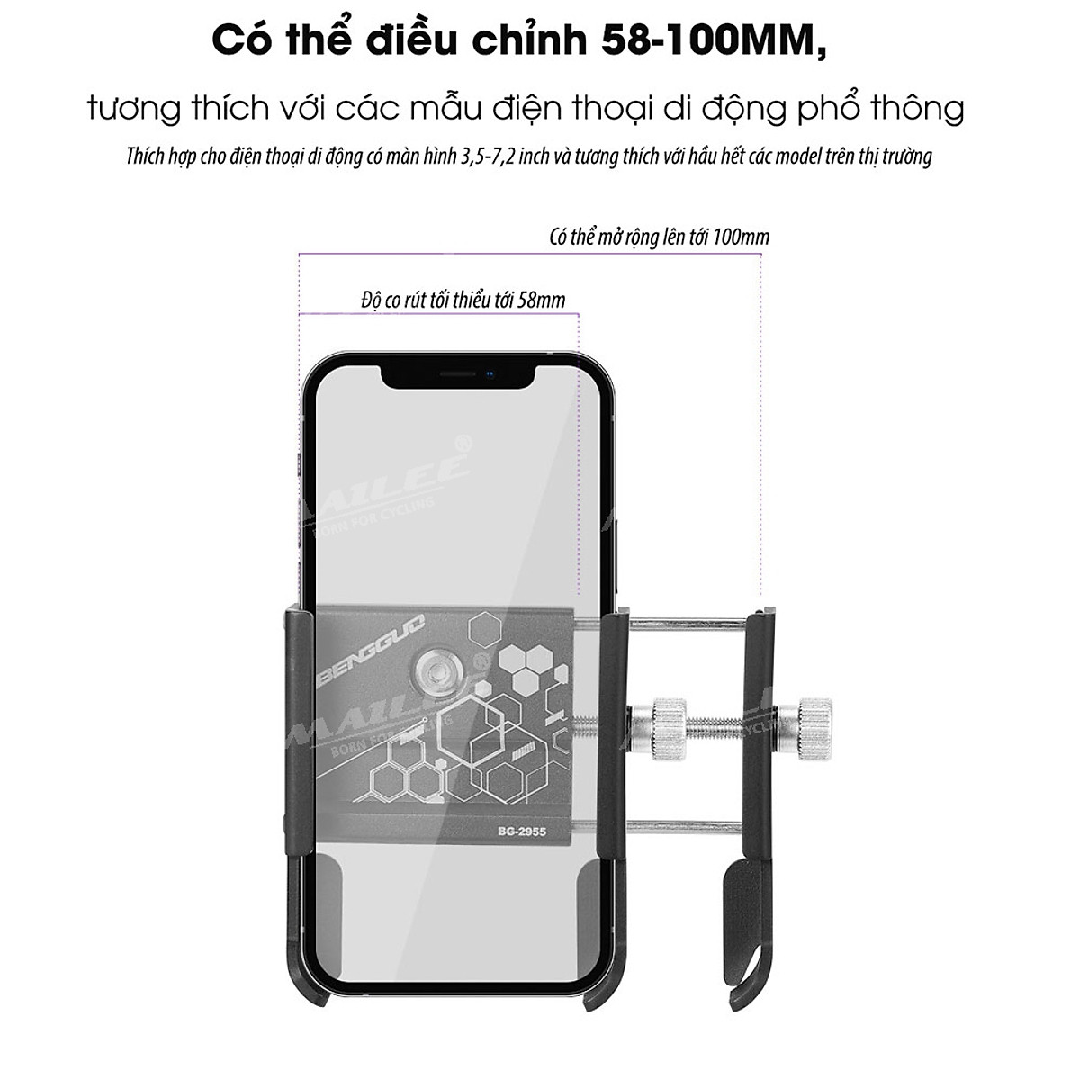 Giá đỡ điện thoại xe đạp, xoay 360 độ BN-2955 gắn nắp bát phốt/ pô tăng, vị trí cổ trụ tiết kiệm không gian, hợp kim nhôm cho xe đạp