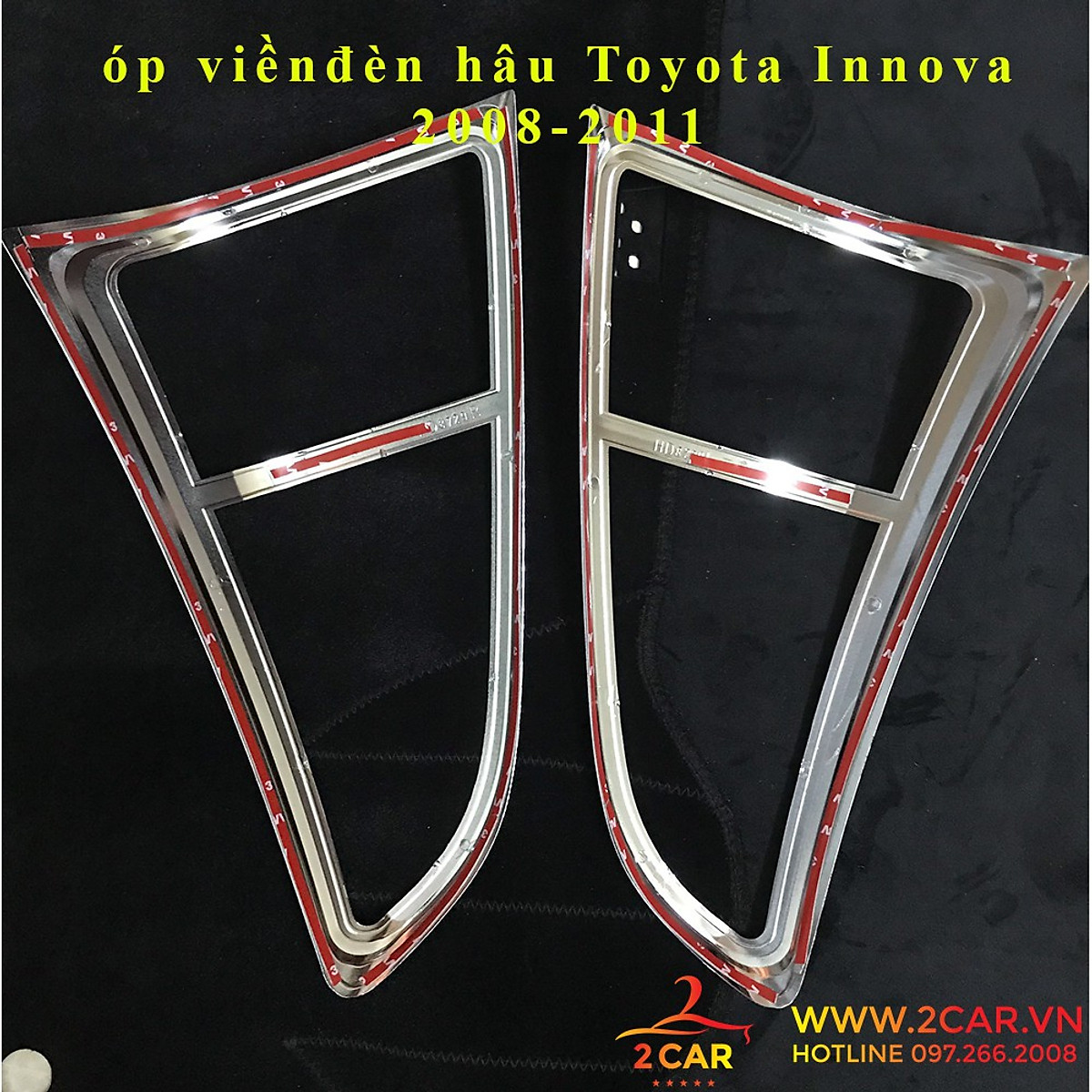 Ốp viền đèn pha, hậu xe Toyota Innova 2009-2011 mạ crom cao cấp, sáng bóng