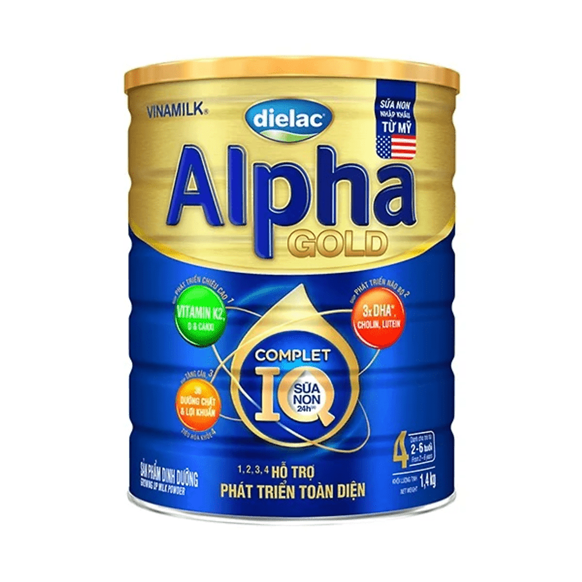 Sữa bột Vinamilk Dielac Alpha Gold 4 1400g (cho trẻ từ 2- 6 tuổi)
