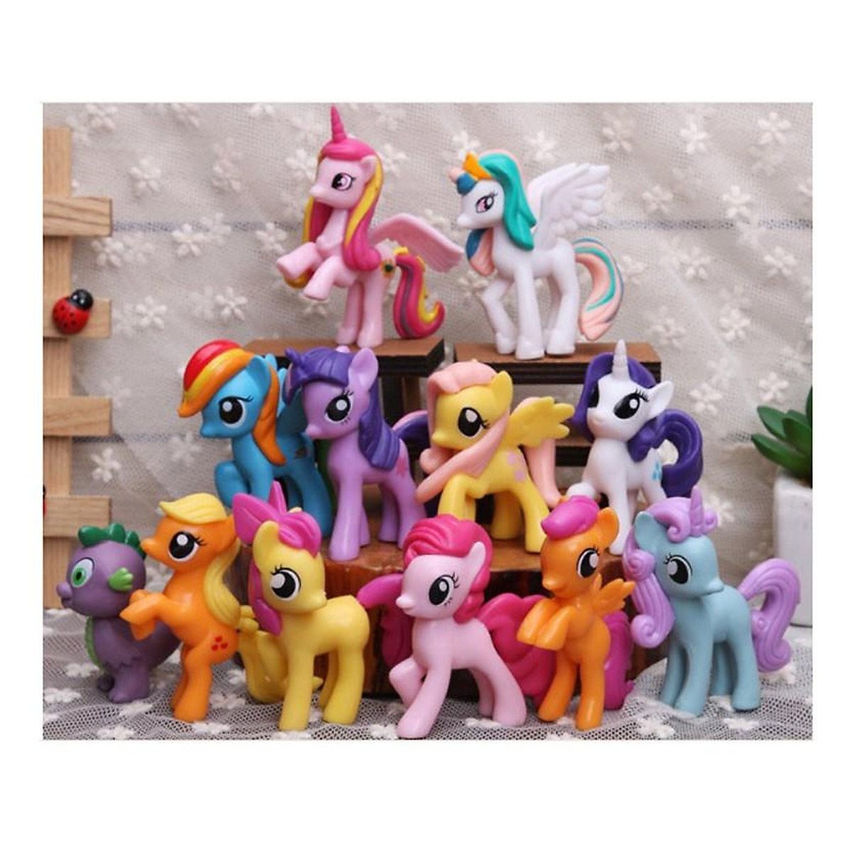 Set Bộ 3 Ngựa Pony 14cm + 12 Ngựa Pony 4cm-5cm - Mô hình 3D