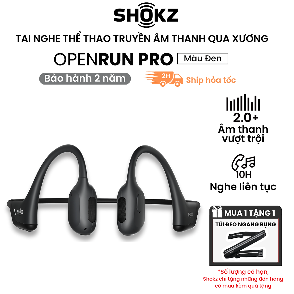 Tai Nghe Bluetooth Thể Thao Truyền Âm Thanh Qua Xương SHOKZ OPENRUN PRO S810 - Hàng chính hãng - Sạc nhanh Thời lượng Pin 10 tiếng - Kháng nước IP55