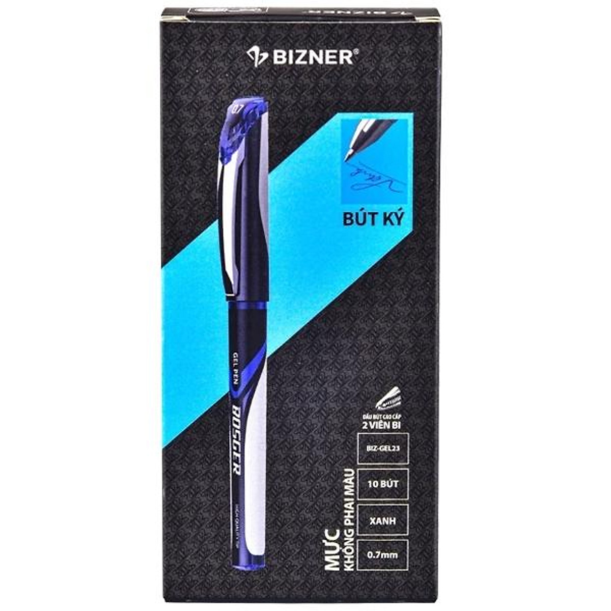 Bút Gel 2 Đầu Bi Bizner Cao Cấp Biz-Gel23 - Mực Xanh