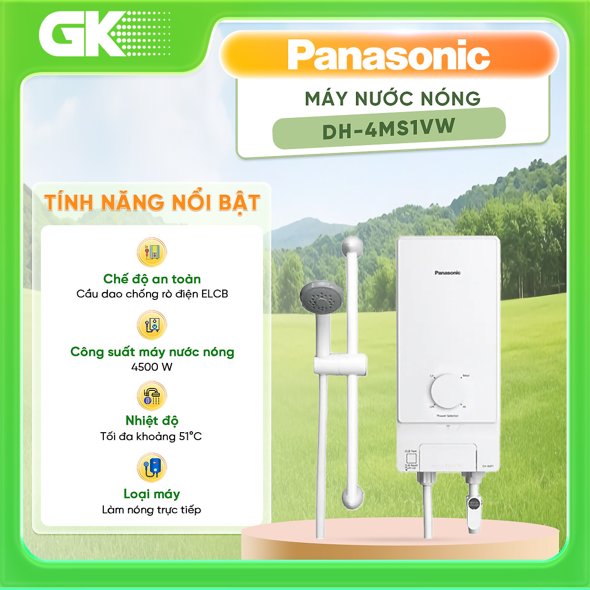 Máy Nước Nóng Panasonic DH-4MS1VW (4500W)