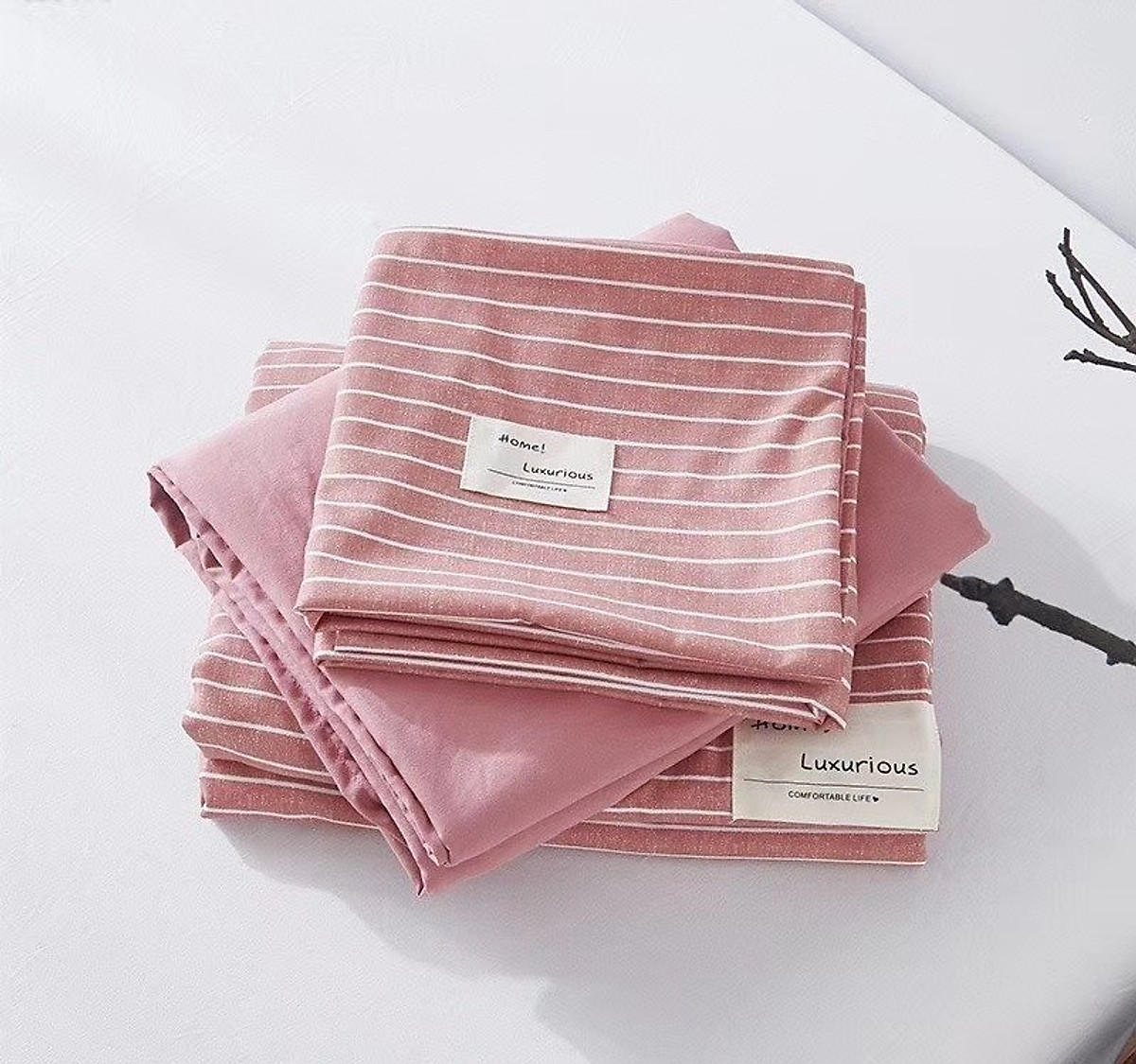Bộ chăn ga gối cotton tici kẻ LIDACO cao cấp (Nhiều mẫu lựa chọn)