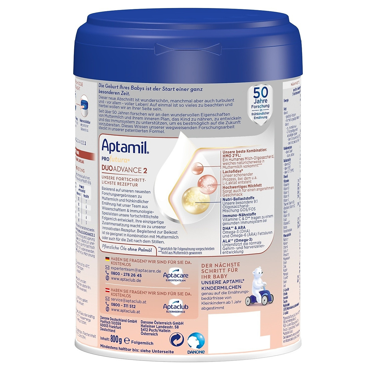 Sản phẩm dinh dưỡng công thức Aptamil Profutura Duobiotik 2 (Dành cho trẻ từ 6 - 36 tháng tuổi) 800g