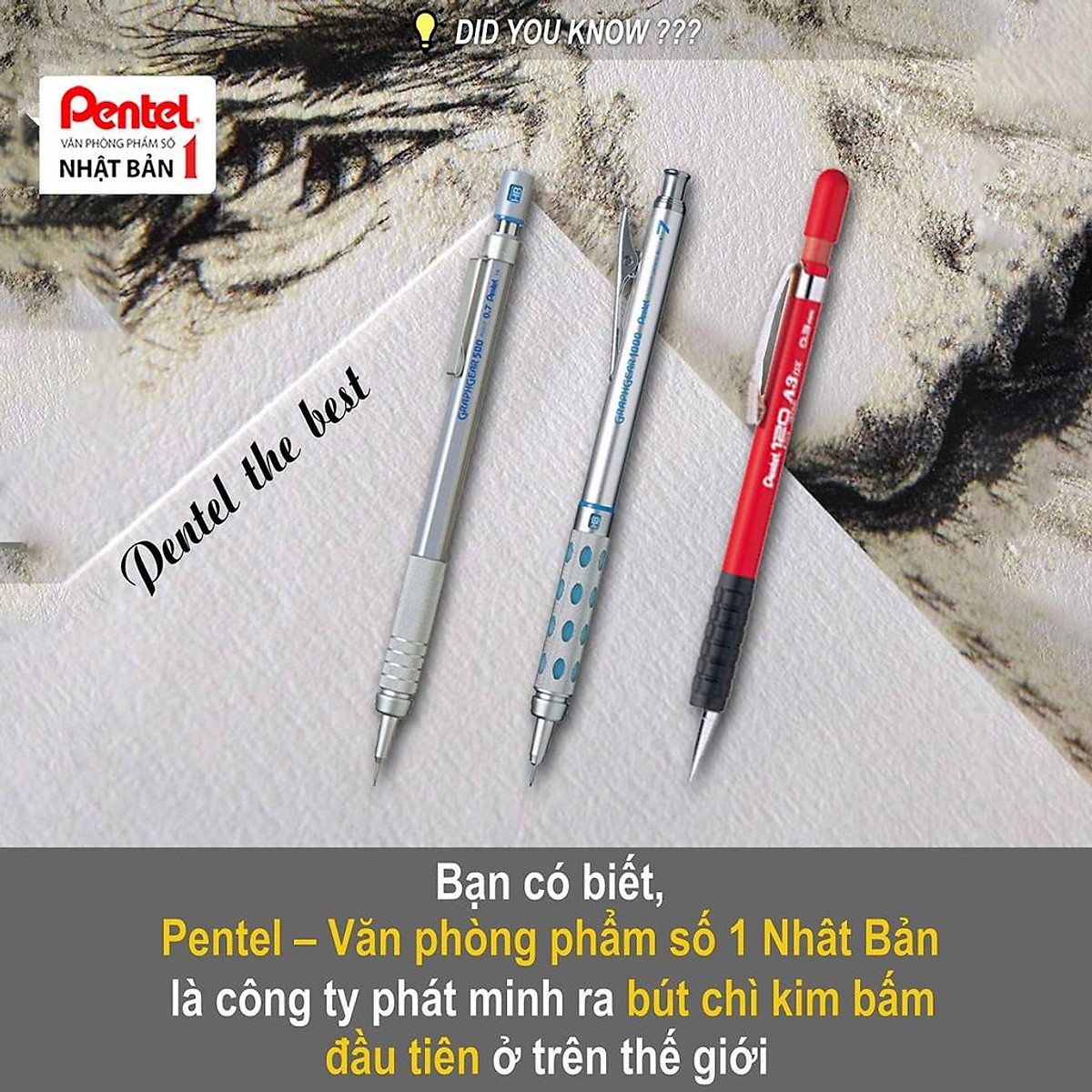 Bút Chì Kim Pentel Fiesta AX105 (0.5mm) và AX107 (0.7mm) | Thiết Kế Thân Trong Đẹp Mắt | Trang Bị Đầu tẩy | 4 Màu Vỏ
