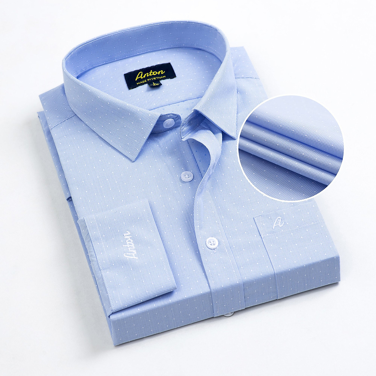 Mua Áo Sơ Mi Nam Công Sở Trung Niên Thương Hiệu Anton Xanh Nhạt Dài Tay Vải Cotton Chấm Bi – AC158 - 40 tại Sơ mi Anton Mua Áo Sơ Mi Nam Công Sở Trung Niên Thương Hiệu Anton Xanh Nhạt Dài Tay Vải Cotton Chấm Bi – Ac158 - 40 Tại Sơ Mi Anton