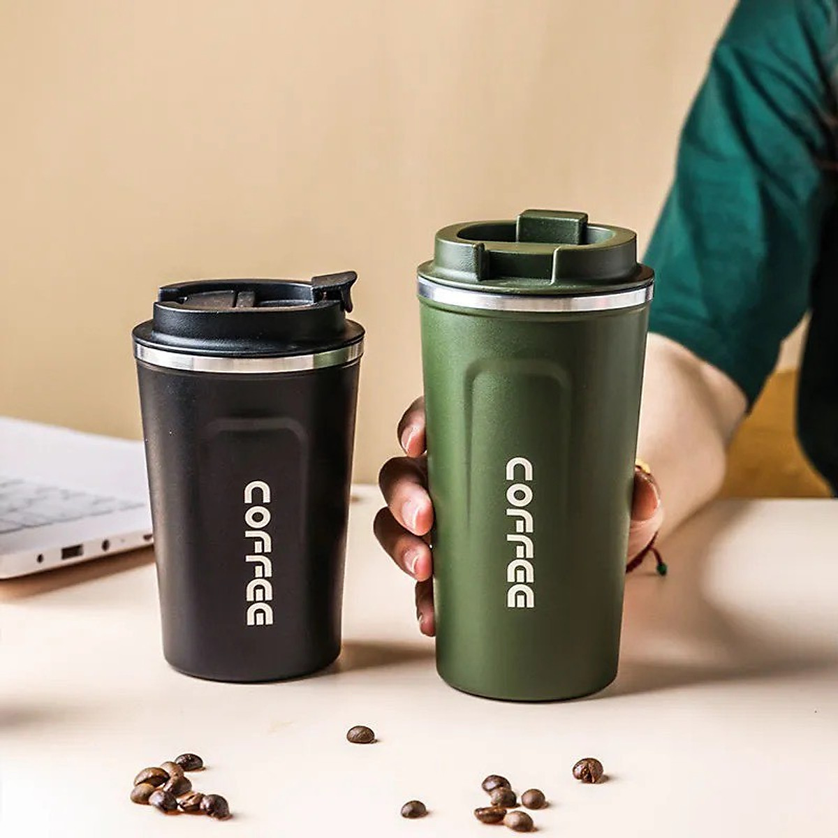 Ly Giữ Nhiệt COFFEE Inox 304 Dung Tích 510ml Cao Cấp Kiểu Dáng Hàn Quốc Cầm Tay Sang Trọng - Chính Hãng