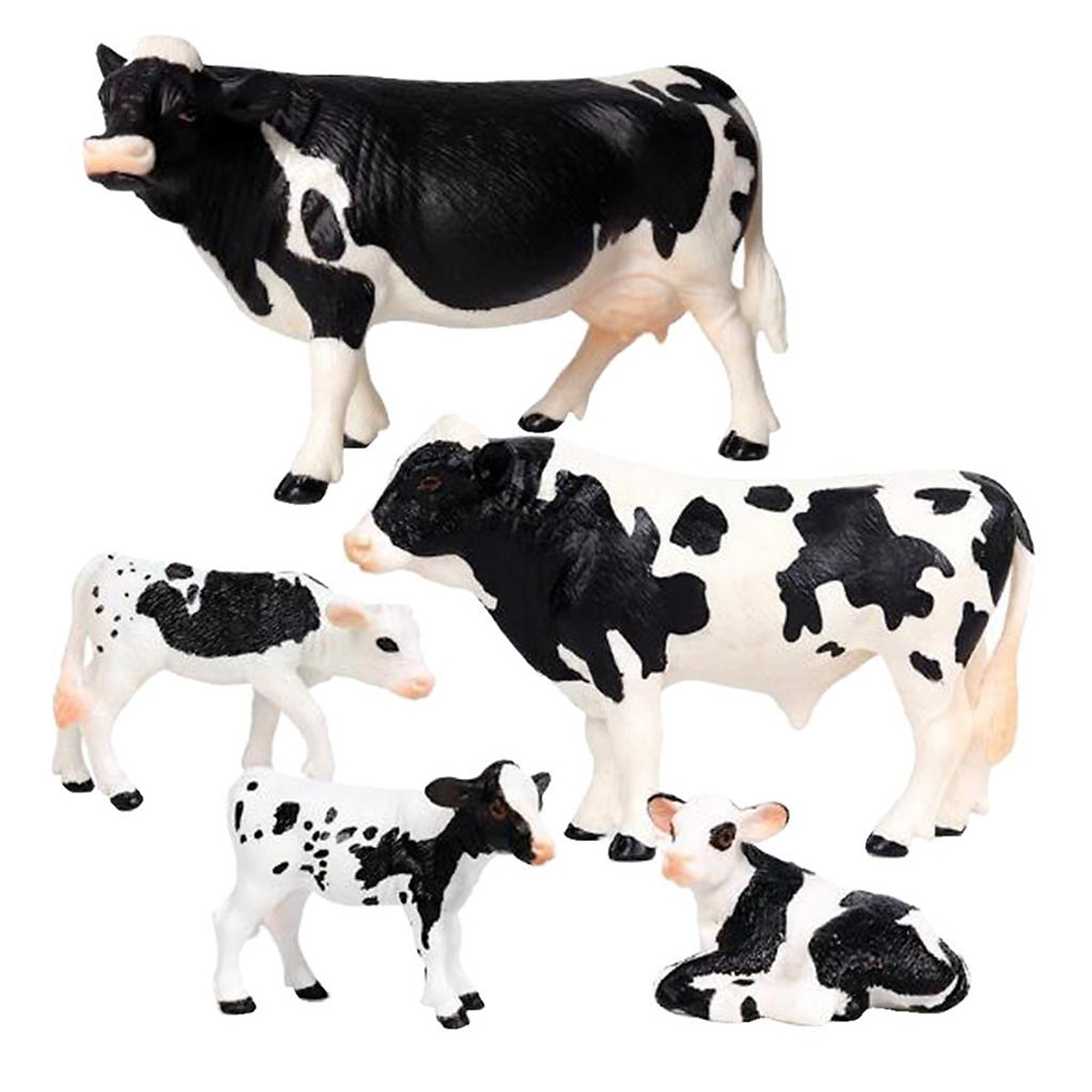 5Pcs Simulated Farm Animal Figures PVC Solid Cow Miniatures Ornaments - Trang trí nhà cửa 5Pcs Simulated Farm Animal Figures PVC Solid Cow Miniatures Ornaments - Trang trí nhà cửa
