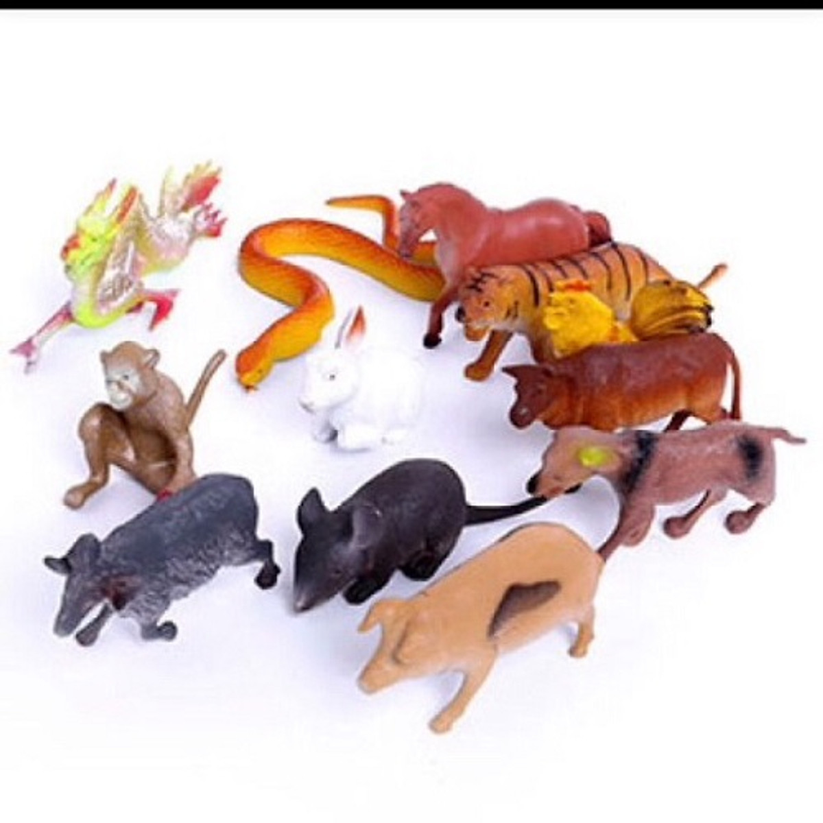 Đồ chơi 12 con giáp bằng nhựa các con vật đứng được giúp bé nhận biết