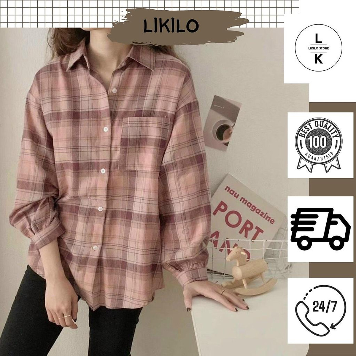 Mua Áo sơ mi caro cao cấp cho nữ - K030 tại Likilo Store - Hồng,L tại thoitrangtp Mua Áo Sơ Mi Caro Cao Cấp Cho Nữ - K030 Tại Likilo Store - Hồng,L Tại Thoitrangtp