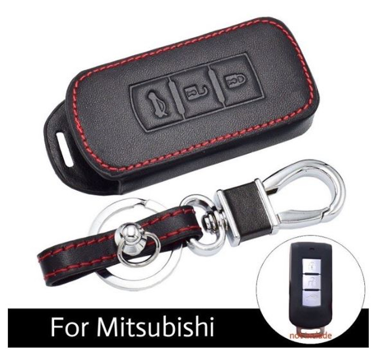 Bao da Chìa Khóa ô tô kèm móc khóa Xe Mitsubishi Outlander, Xe Xpander, Xe Attrage- Mẫu Chìa Thông Minh